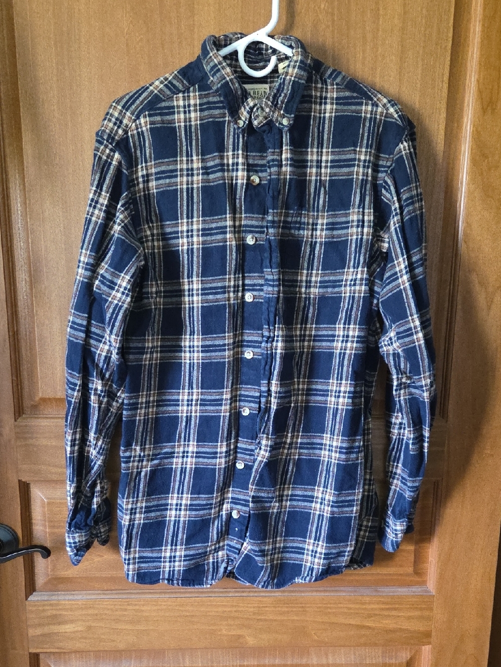 Mens Blue And Brown Plaid Red Head Brand Co. Button Down Size Large 100% Cotton